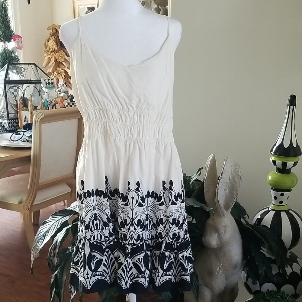 Anthropologie Cream and Black Floral Mini Dress